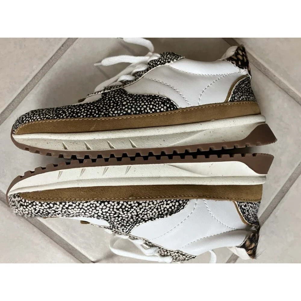 Madewell Kickoff Trainer Sneakers White in Leather Spot Mix Calf Hair Size 5